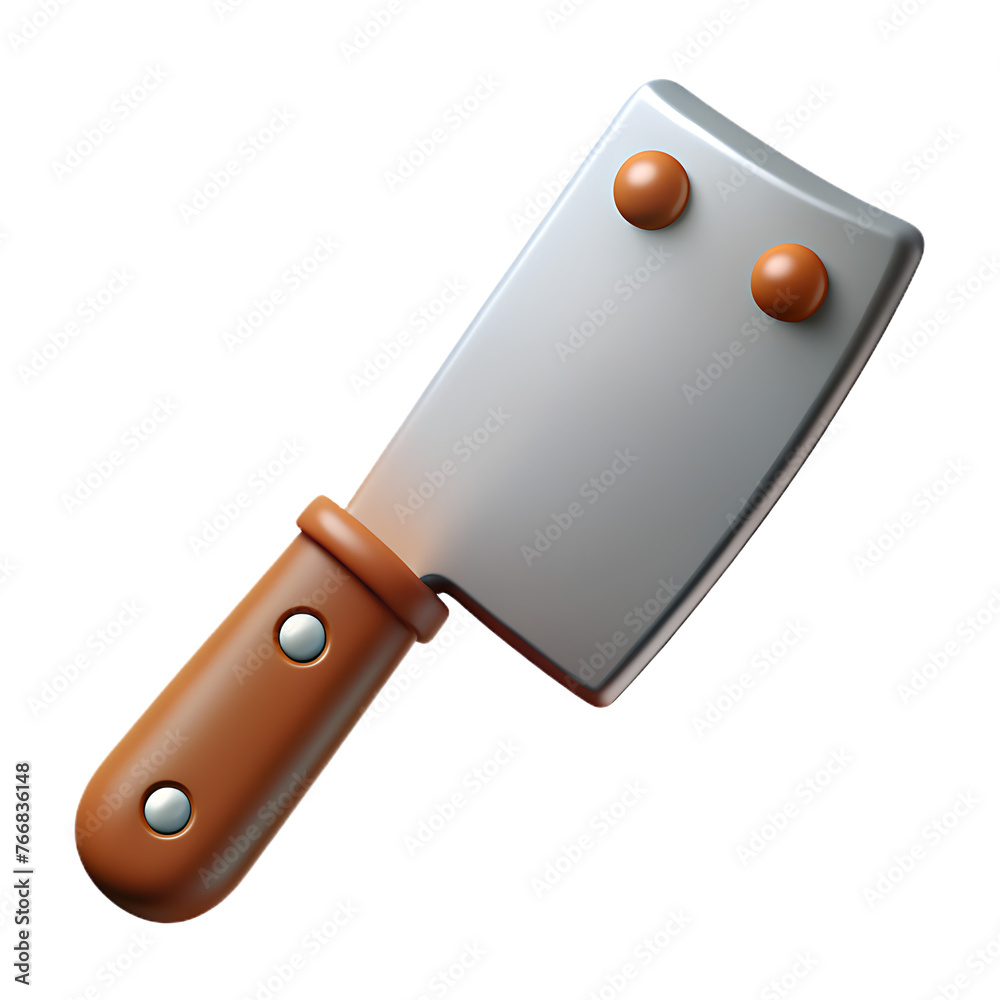3d stylized cleaver knife with wooden chopping board 3d stylized cleaver knife with wooden chopping board