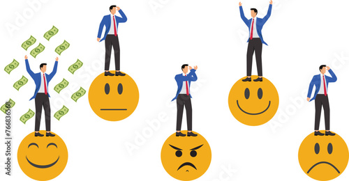 Emotions, Emotion Management, Joy and Sorrow, Emotional Intelligence, Businessmen Active on Different Expressions