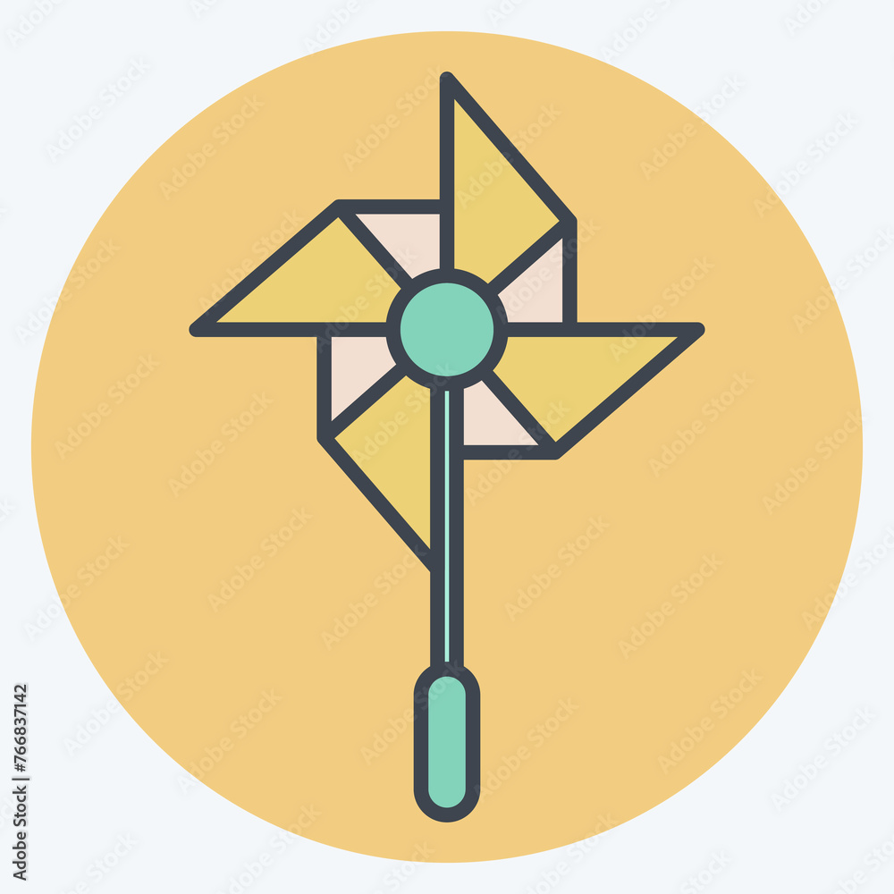 Icon Windmill. related to Amusement Park symbol. color mate style. simple design editable. simple illustration Icon Windmill. related to Amusement Park symbol. color mate style. simple design editable. simple illustration