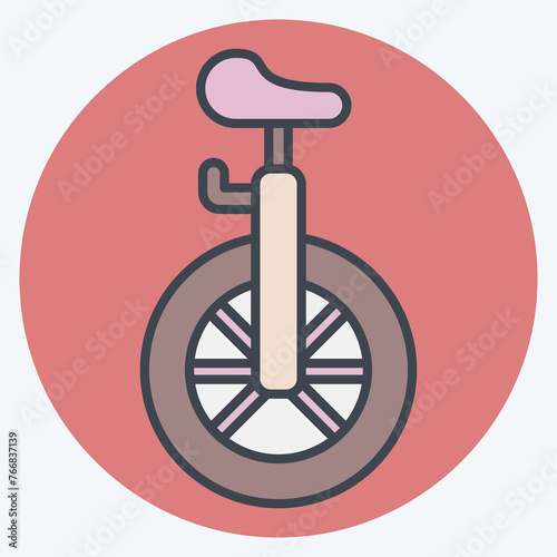 Icon Unicycle. related to Amusement Park symbol. color mate style. simple design editable. simple illustration