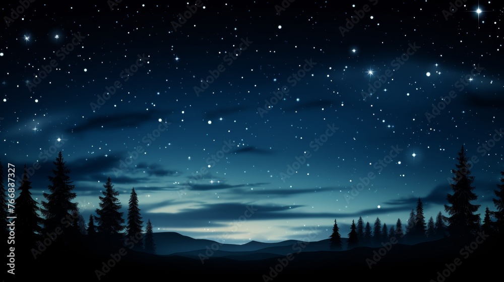 Dramatic view. silhouetted trees with starry sky above the horizon, nature landscape Dramatic view. silhouetted trees with starry sky above the horizon, nature landscape