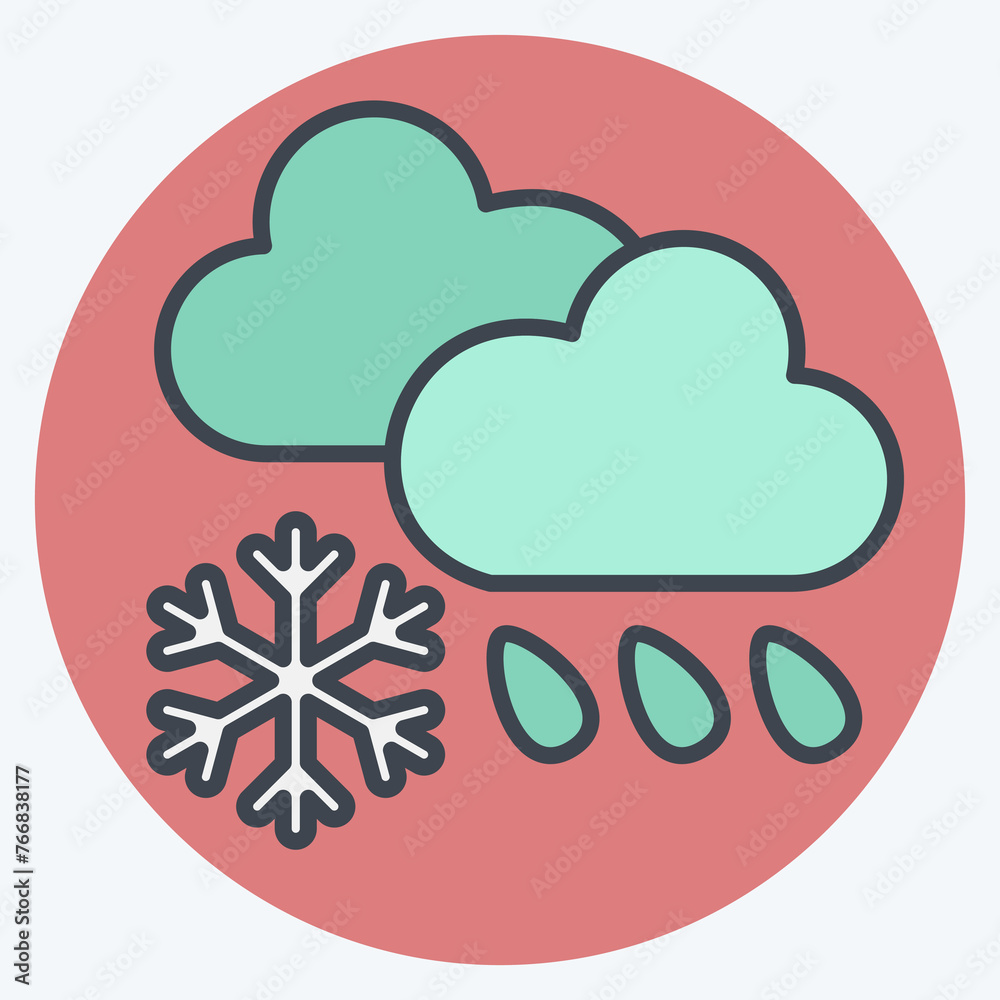 Icon Cloud Cover and Precipitation. related to Climate Change symbol. color mate style. simple design editable. simple illustration Icon Cloud Cover and Precipitation. related to Climate Change symbol. color mate style. simple design editable. simple illustration