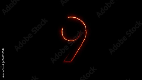 Countdown, Timer Animation with Electricity Effect. Matte Channel Video. High Quality 4K Resolution.