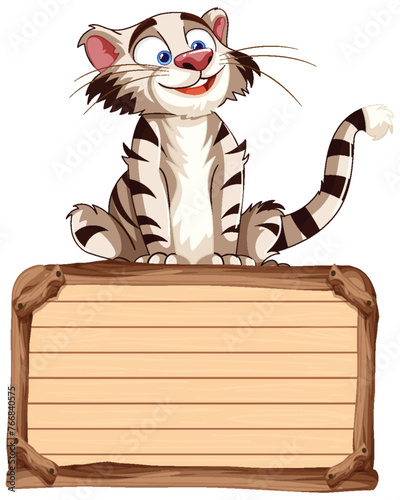 Vector graphic of a happy cat on a blank sign