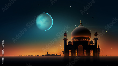 Premium design of Ramadan celebration wallpaper with a classic and simple theme for Muslims 