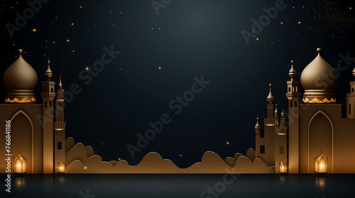 Premium design of Ramadan celebration wallpaper with a classic and simple theme for Muslims © Shahzaib