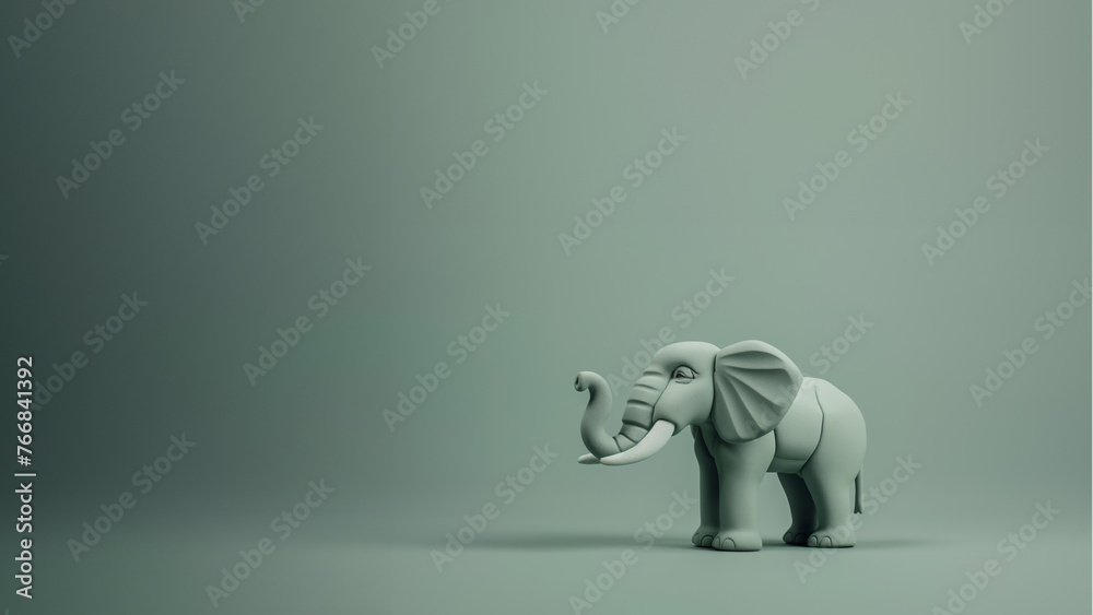 Plasticine sculpture of elephant on smooth background.