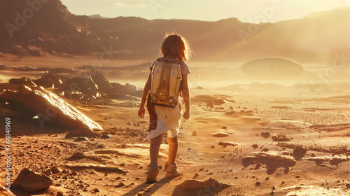 A girl on the planet Mars. 