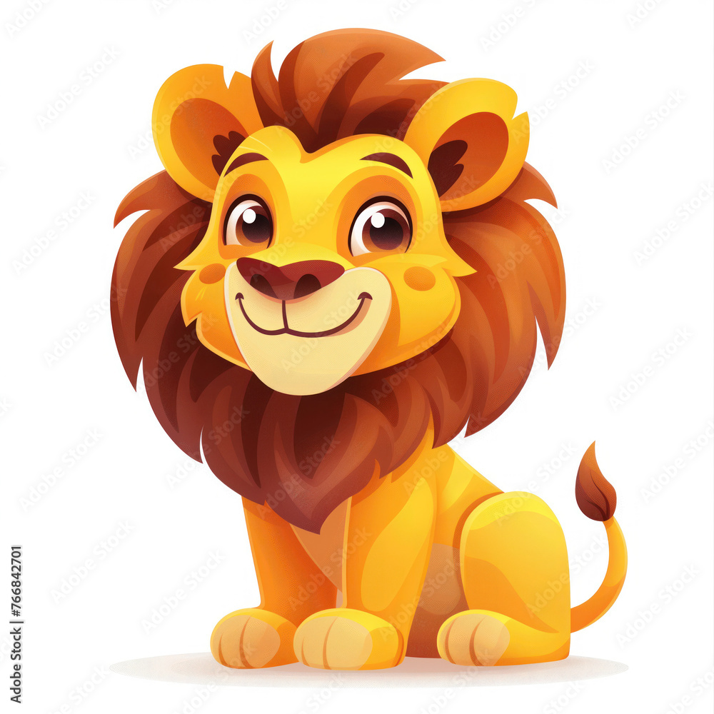 Obraz premium Cute Funny Cartoon Lion, Illustration for Children Book, Generative AI