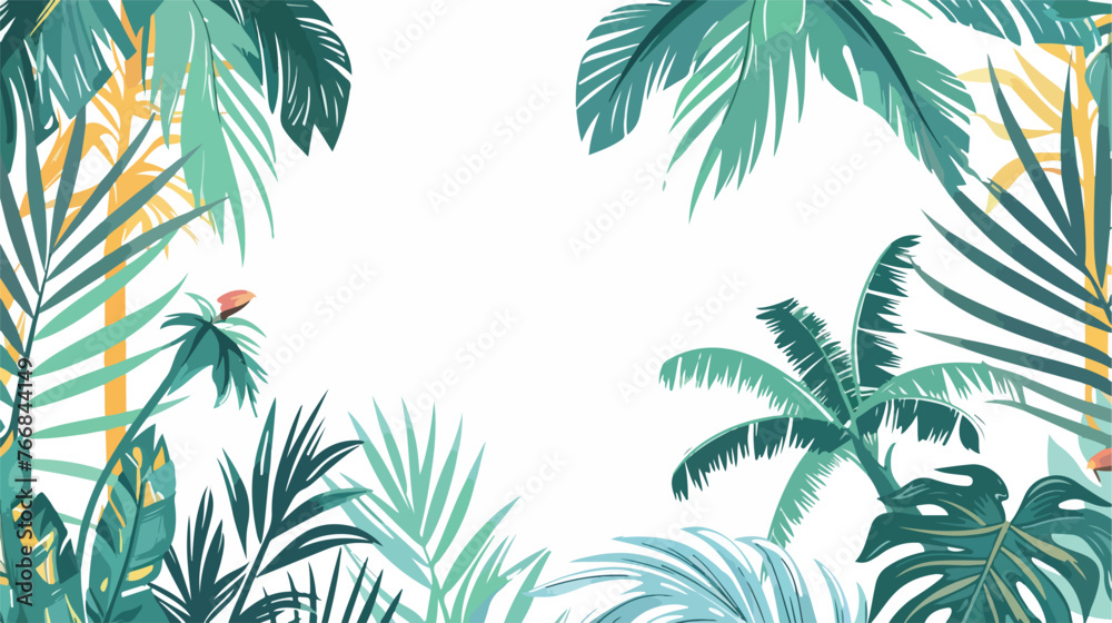Summer background. Tropical palm tree Flat vector 