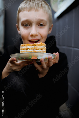 child eating cream