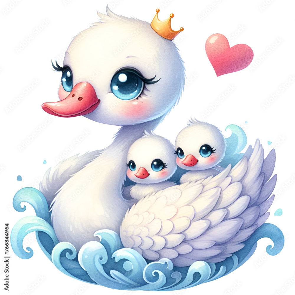 Watercolor Mom and Baby Swan Clipart Mother and Baby PNG Mother's Day ...