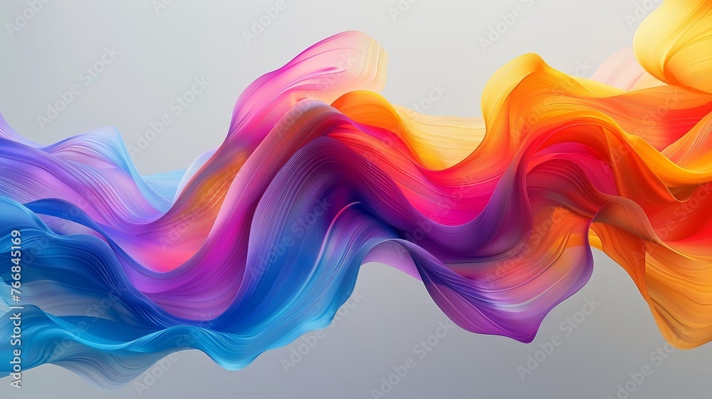 a dynamic flow of silk-like fabric in vibrant colors, this abstract background imparts energy and movement, perfect for lively design themes. - obrazy, fototapety, plakaty 
