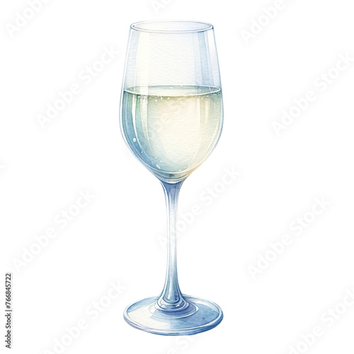 blue champagne glass watercolor transparent background