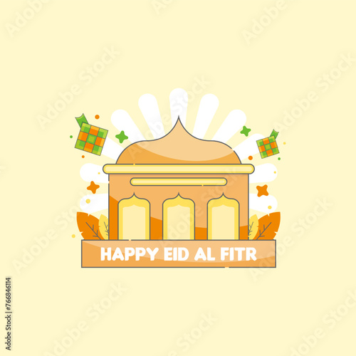 Eid al-Fitr vector with mosque concept. eid vector. vector illustration. Can be used for Eid, religious and business events