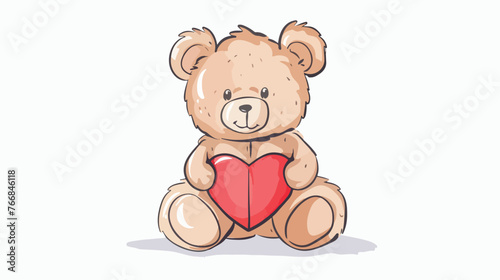 Vector hand drawn teddy bear illustration. Gift toy flat