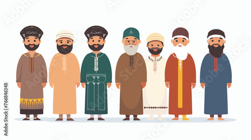 Vector illustration of Muslim men cartoon greeting 