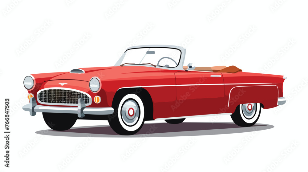Vintage red car on white background Flat vector 