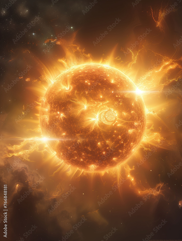Fototapeta premium Blazing Star in Cosmic Splendor