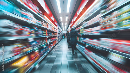Wallpaper Mural POV of a shopper zooming through the grocery store aisle in a hurry background Torontodigital.ca