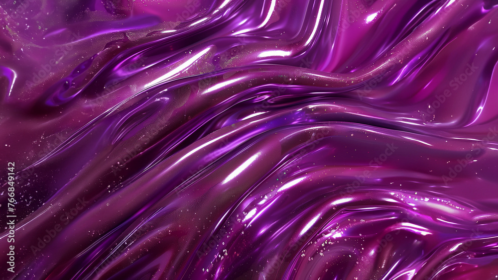 Obraz premium Abstract silicone background made of sparkling purple surface in folds and waves
