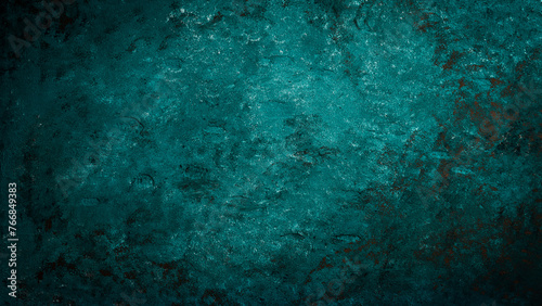 Dark turquoise stone texture. Old background with oxidized metal elements. Free space for text.