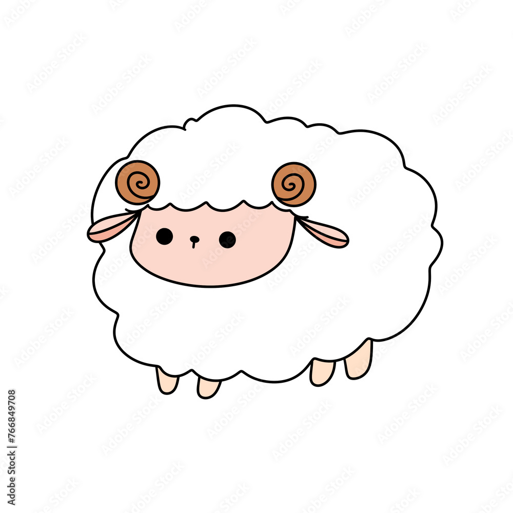 A cartoon sheep with horns on its head A cartoon sheep with horns on its head