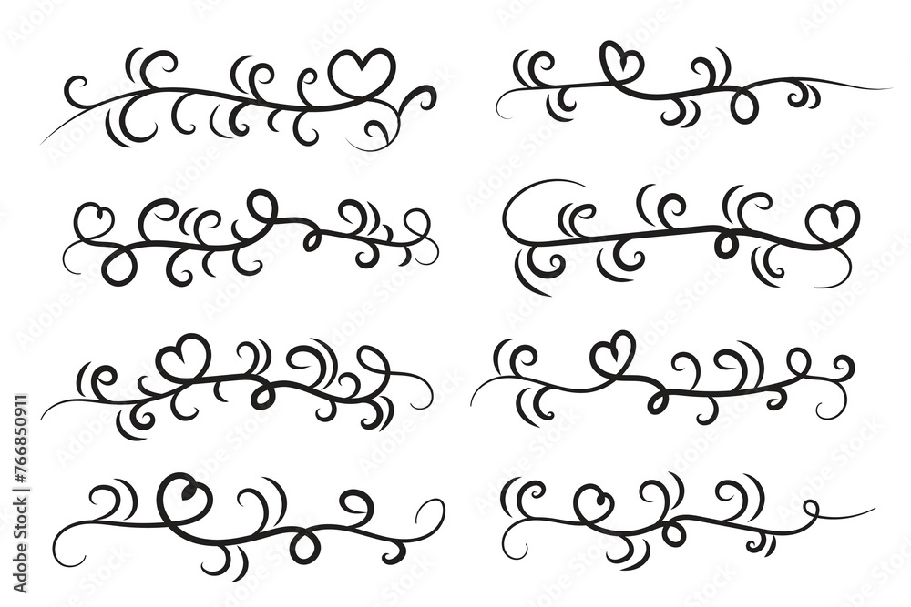 Filigree curly Calligraphic Heart, Fancy Line Flourishes Swirls hearts, curve romantic love sign, Valentines Day divider flourish Swirl, Calligraphy Flourish lettering header hearts scroll vector
Filigree curly Calligraphic Heart, Fancy Line Flourishes Swirls hearts, curve romantic love sign, Valentines Day divider flourish Swirl, Calligraphy Flourish lettering header hearts scroll vector