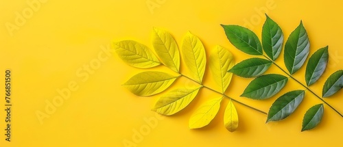   Yellow backgrounds featuring green leaves on either side