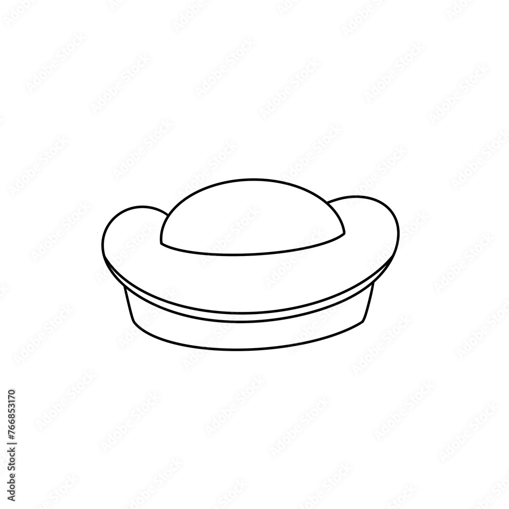 A hat is drawn in black and white A hat is drawn in black and white
