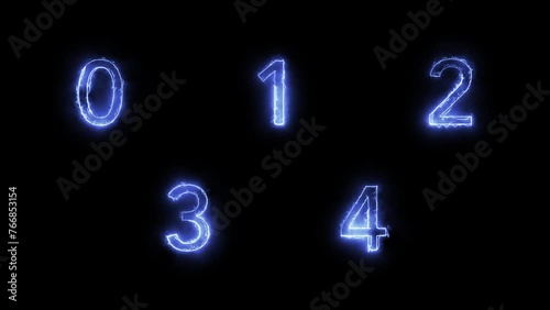 Numbers, Numerals Pack with Electricity Effect. Matte Channel Video. High Quality 4K Resolution.