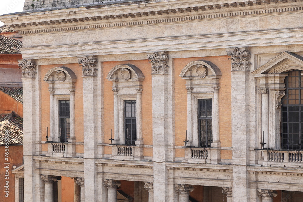 Palazzo dei Conservatori Facade Detail at Campidoglio Square in Rome, Italy Palazzo dei Conservatori Facade Detail at Campidoglio Square in Rome, Italy