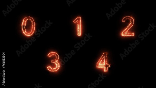 Numbers, Numerals Pack with Electricity Effect. Matte Channel Video. High Quality 4K Resolution.