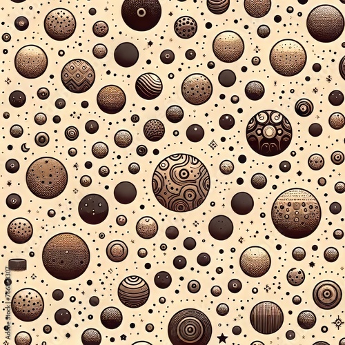 Coffee choco spheres beans seamless background with brown coffee color. photo