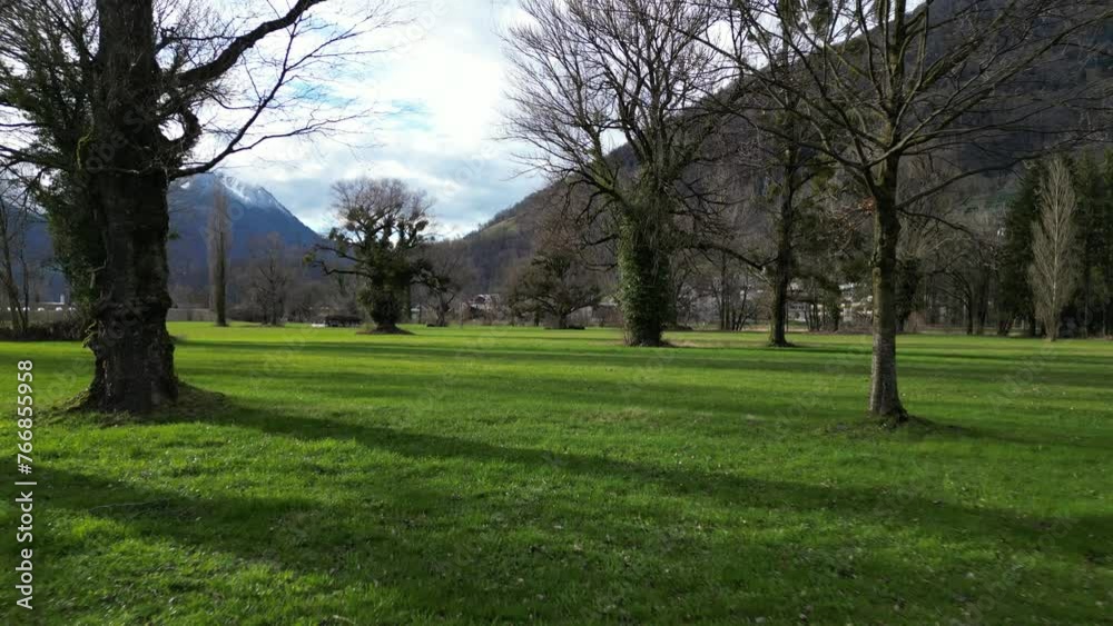 The city park in Walensee, Amden, Canton Sankt Gallen, Switzerland_forward shot The city park in Walensee, Amden, Canton Sankt Gallen, Switzerland_forward shot
