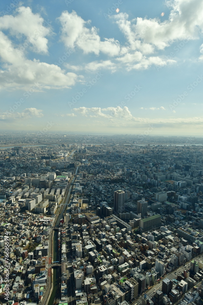Tokyo City panorama from Sky Tree view from above