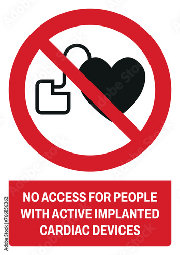 iso prohibition safety signs v2 No access for people with active implanted cardiac devices size a4/a3/a2/a1