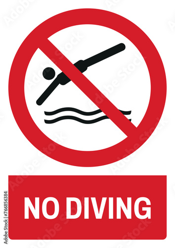 iso prohibition safety signs v2 no diving size a4/a3/a2/a1