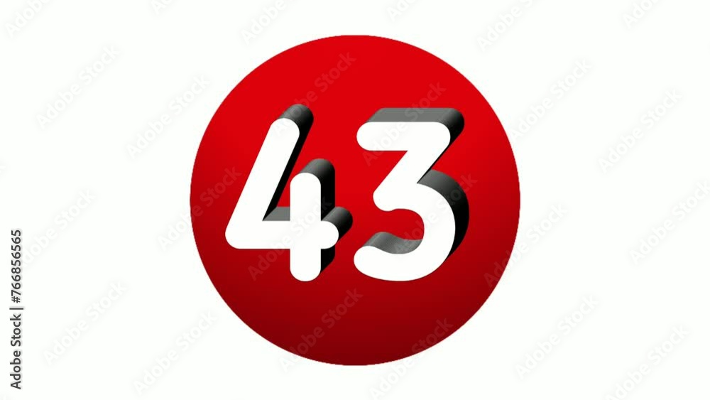 3D Number 43 forty three sign symbol animation motion graphics icon on red sphere on white background,cartoon video number for video elements 3D Number 43 forty three sign symbol animation motion graphics icon on red sphere on white background,cartoon video number for video elements