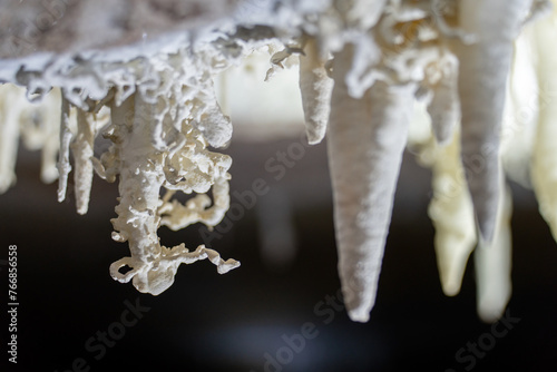 Intricate Stalactite Formations Inside a Cave System