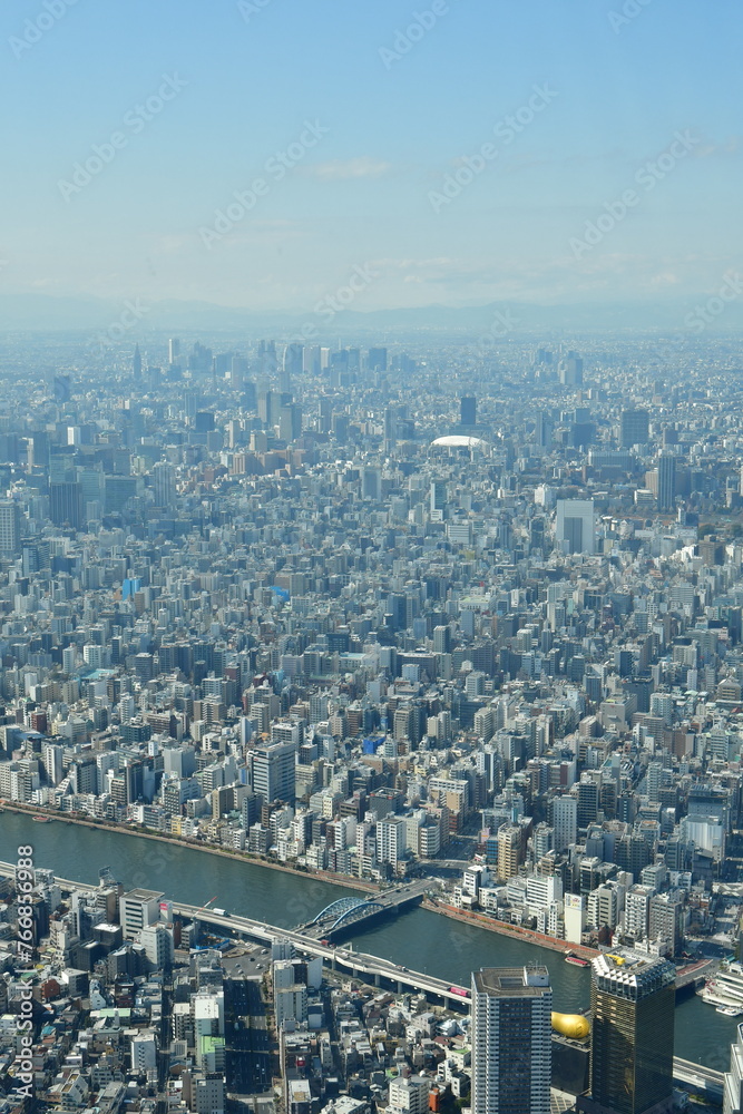 Tokyo City panorama from Sky Tree view from above