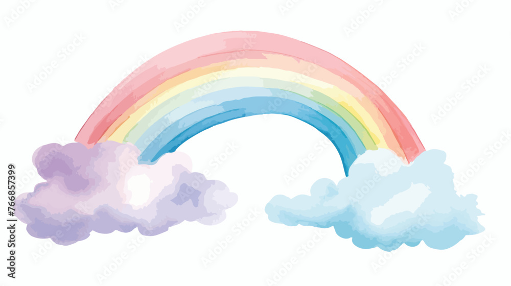 Watercolor Rainbows Flat vector isolated on white background