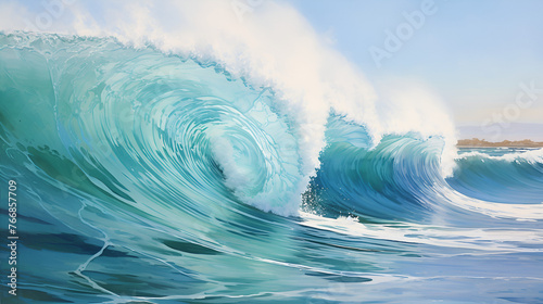 A beautiful Sea water ocean wave close view a beautiful matte portrait masterpiece of tsunami ocean waves
