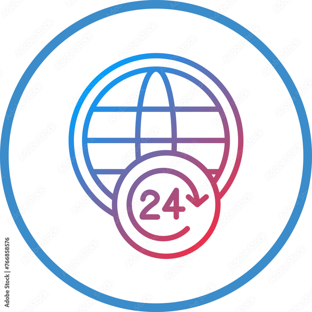Vector Design 24 Hours Open Icon Style Vector Design 24 Hours Open Icon Style