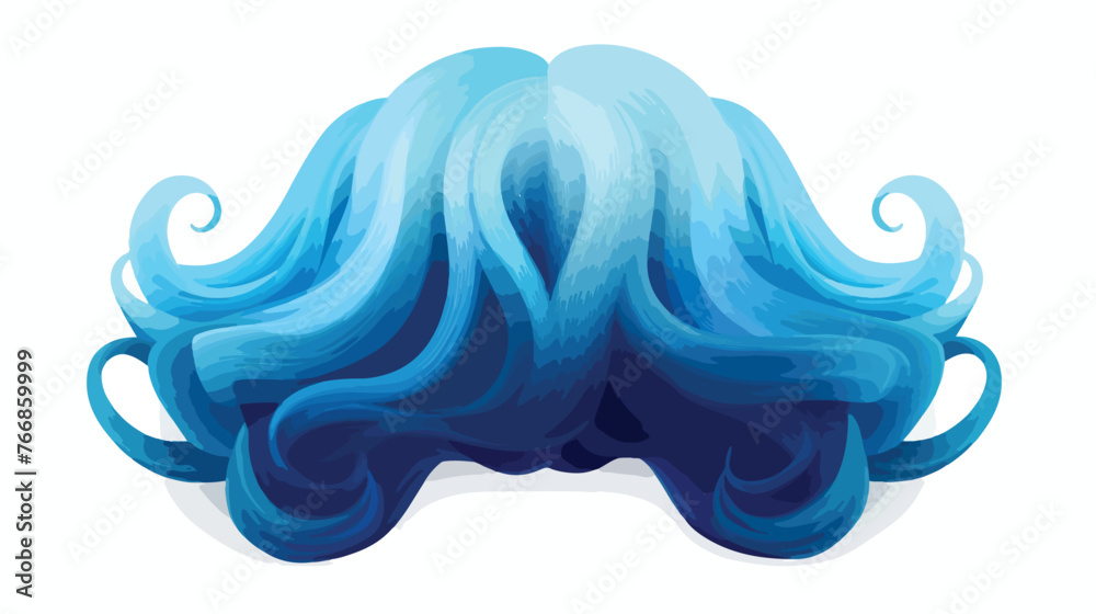Wig with fantasy curly blue hair Flat vector 