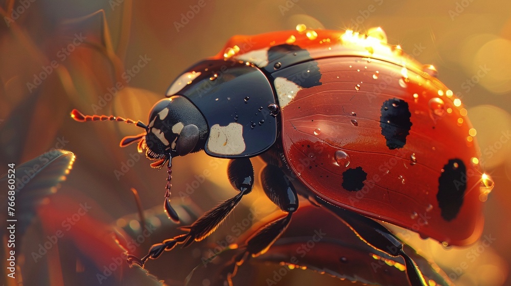 Ladybug Winged Insect detailed closeup of a ladybug with colorful spots and a winged ...