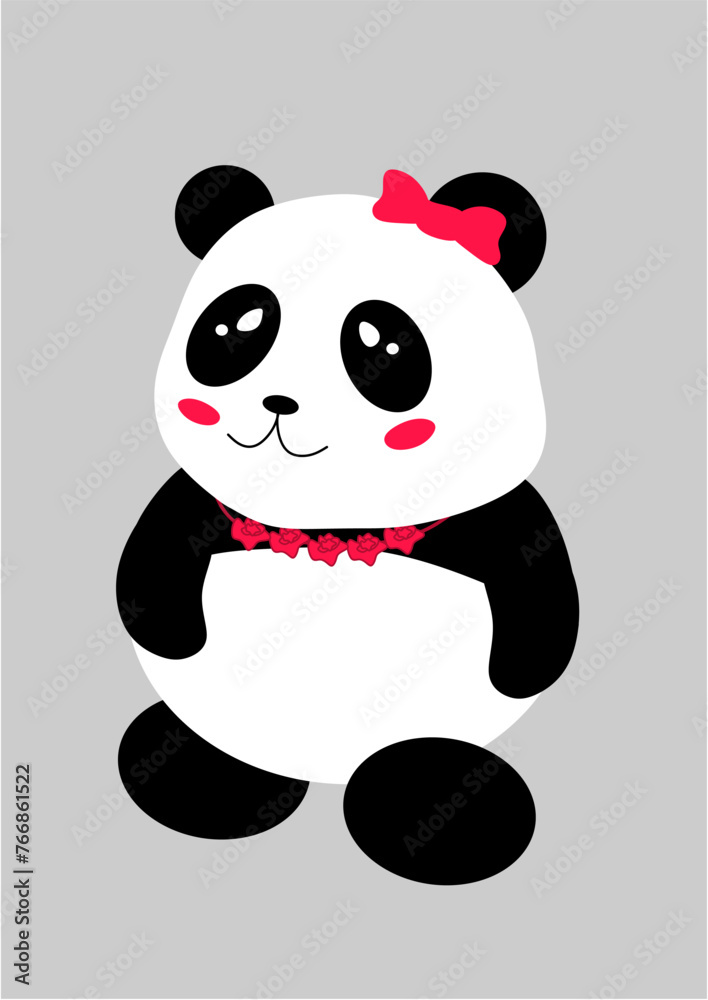 illustration of panda girl with pink beads illustration of panda girl with pink beads