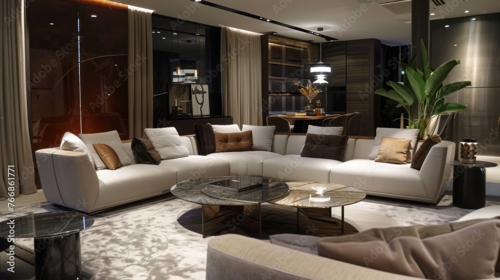 A contemporary living room with attractive design and decor.
