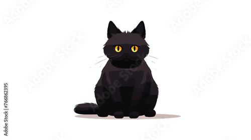 Black Cat flat vector isolated on white background