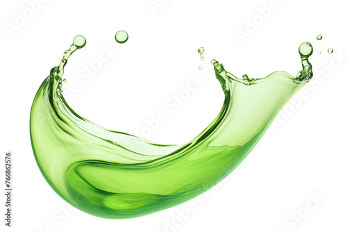 Splash of green liquid isolated on transparent background.